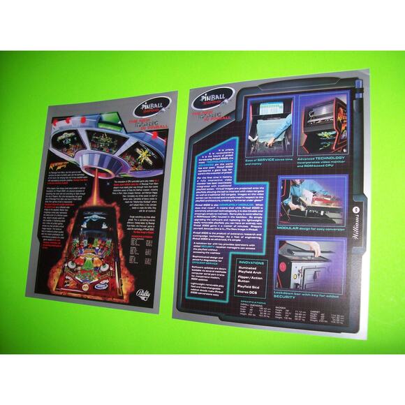 Revenge From Mars Pinball FLYERS Set Of 2 NOS Bally Original Space Age Aliens - Picture 3 of 5